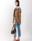 Blusa de manga larga con estampado de leopardo