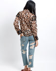 Blusa Animal Print con Detalles de Encaje