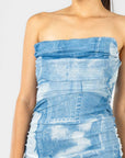 Vestido Strapless Azul